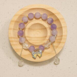 Purple and Silver Beaded Bracelet